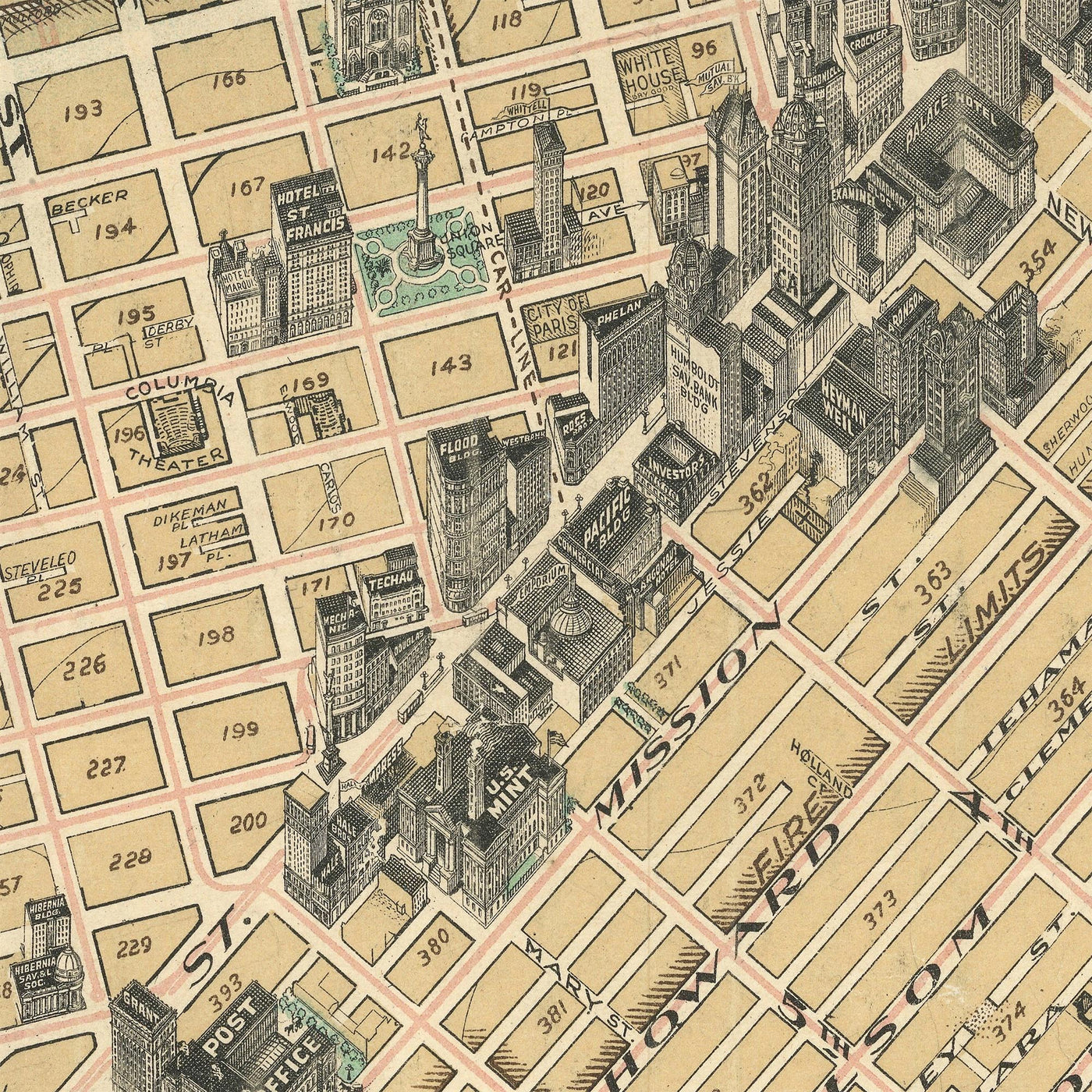 Rare Giant Street Map of San Francisco by Chevalier, 1911