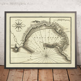 Old Harbour of Genoa, Italy Nautical Chart by Heather, 1802: Lanterna, Fortifications, Palazzo