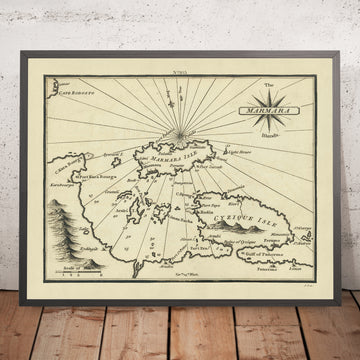 Ancienne carte nautique des îles de Marmara par Heather, 1802 : Turquie, Dardanelles, Bosphore, Troie ancienne 