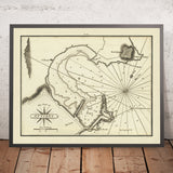 Old Port of Antibes Nautical Chart by Heather, 1802: Fort Carré, Baie des Anges, Iles de Lérins