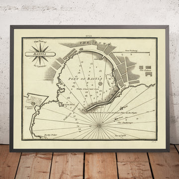 Carta Nautica del Vecchio Porto di Bastia di Heather, 1802: Corsica, Fondali, Aiuti alla Navigazione 