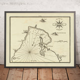 Old Port of Napoli de Romania, Greece Nautical Chart by Heather, 1802: Nafplion, Argolic Gulf