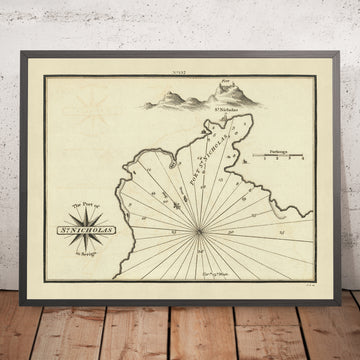 Porto Vecchio di San Nicola, Grecia Carta Nautica di Heather, 1802: Kythira, Forte, Porto 