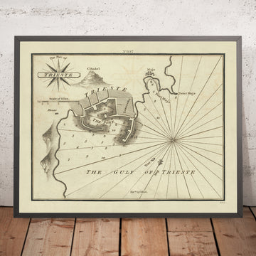 Vecchio Porto di Trieste, Italia Carta Nautica di Heather, 1802: Adriatico, Cittadella, Lazzaretto, Porto Principale 