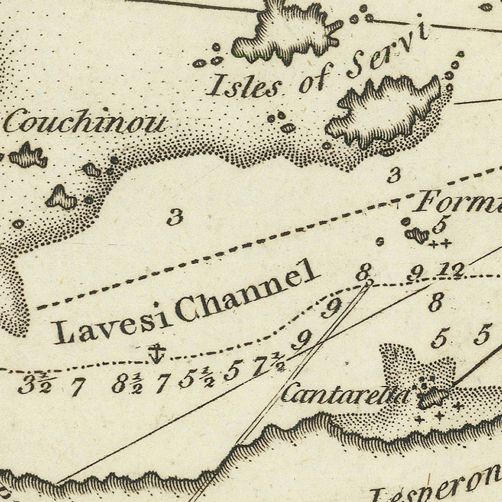 Carta náutica antigua de Córcega de Heather, 1802: Porto-Vecchio, Islas Lavezzi, Bonifacio