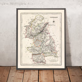Ancienne carte du comté de Tipperary par Samuel Lewis, 1844 : Clonmel, Nenagh, Thurles, Cashel, Cahir