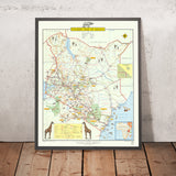 Mappa Pittorica Antica del Kenya, 1968: Safari, Animali, Nairobi, Monte Kenya, Lago Vittoria 