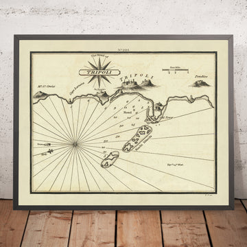 Old Tripoli Nautical Chart by Heather, 1802: Lebanon, Syria, Coastal Details, Forts