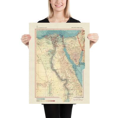 Alte Karte von Ägypten, 1967: Nil, Suezkanal, Kairo, Alexandria, Gizeh