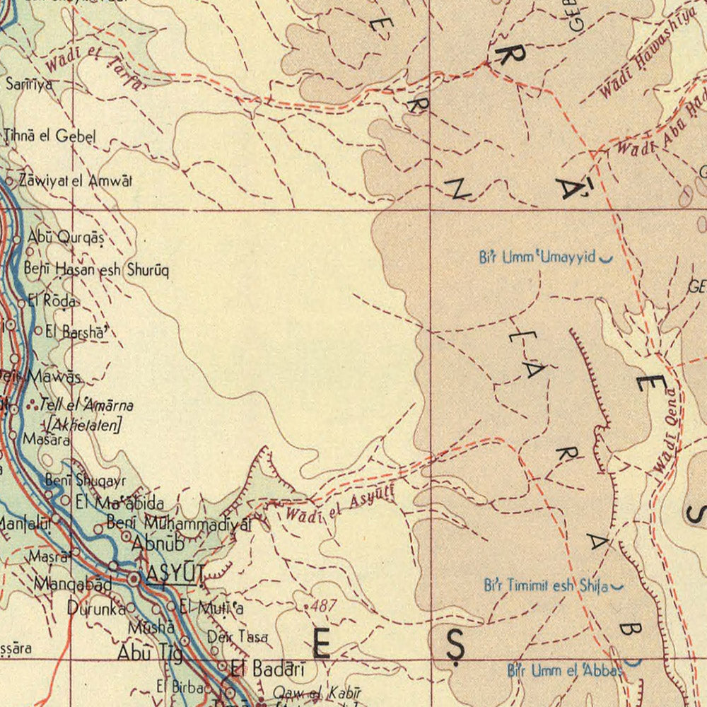 Old Map of Egypt (United Arab Republic), 1967: Nile River, Suez Canal, Cairo, Alexandria, Giza