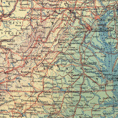 Alte Karte der Vereinigten Staaten vom Polish Army Topography Service, 1967: New York, Chicago, Washington DC, Große Seen, Mississippi