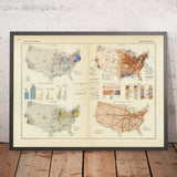 Mapa infográfico de los Estados Unidos de América, 1967: Desarrollo industrial, infraestructura de transporte, dinámicas del comercio exterior 