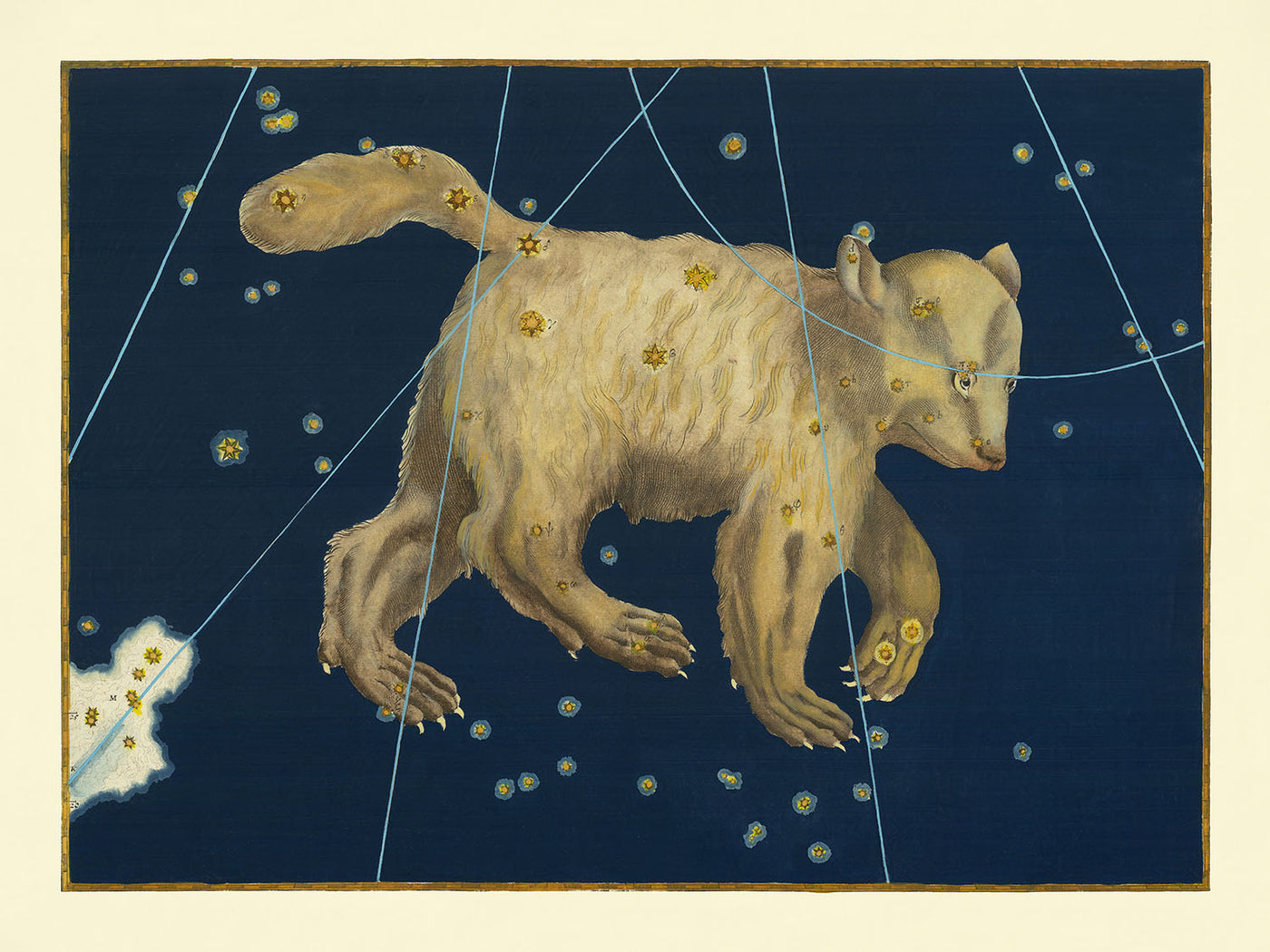 Old Star Map of Ursa Major (Great Bear) by Johann Bayer, 1603 - Celestial Constellation Chart