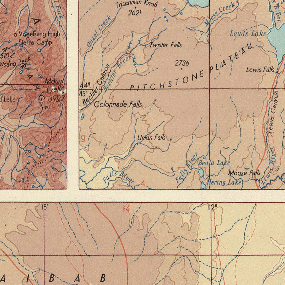 Old Map of USA National Parks, 1967: Yellowstone, Grand Canyon, Yosemite, Crater Lake