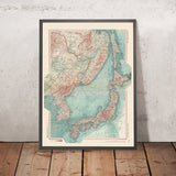 Mappa antica dell'Estremo Oriente, 1967 - Penisola Coreana, Giappone, URSS, Sachalin, Cina 