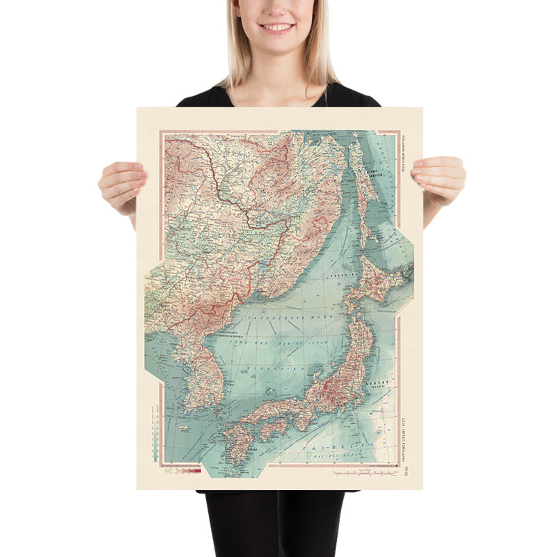 Carte du vieux monde URSS - Extrême-Orient, Corée, Japon : 1967 Carte politique et physique détaillée