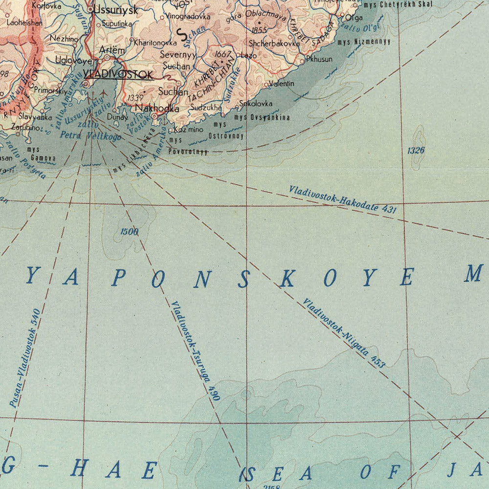 Old Map the Far East, 1967 - Korean Peninsula, Japan, USSR, Sakhalin, China