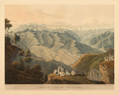 Première vue de l'Himalaya par les Européens, par Robert Havell et James Fraser, 1820