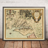 Old Map of Virginia & Maryland by John Speed, 1676: Jamestown, Yorktown, the Chesapeake Bay, and the Mason-Dixon Line