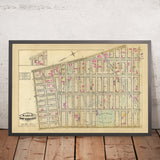 Old Map of East Village, New York City, 1879: Tompkins Square, Stuyvesant Park, Steam Railways.
