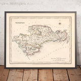 Old Map of County Waterford by Samuel Lewis, 1844: Dungarvan, Lismore, Cappoquin, Tramore, Dunmore East