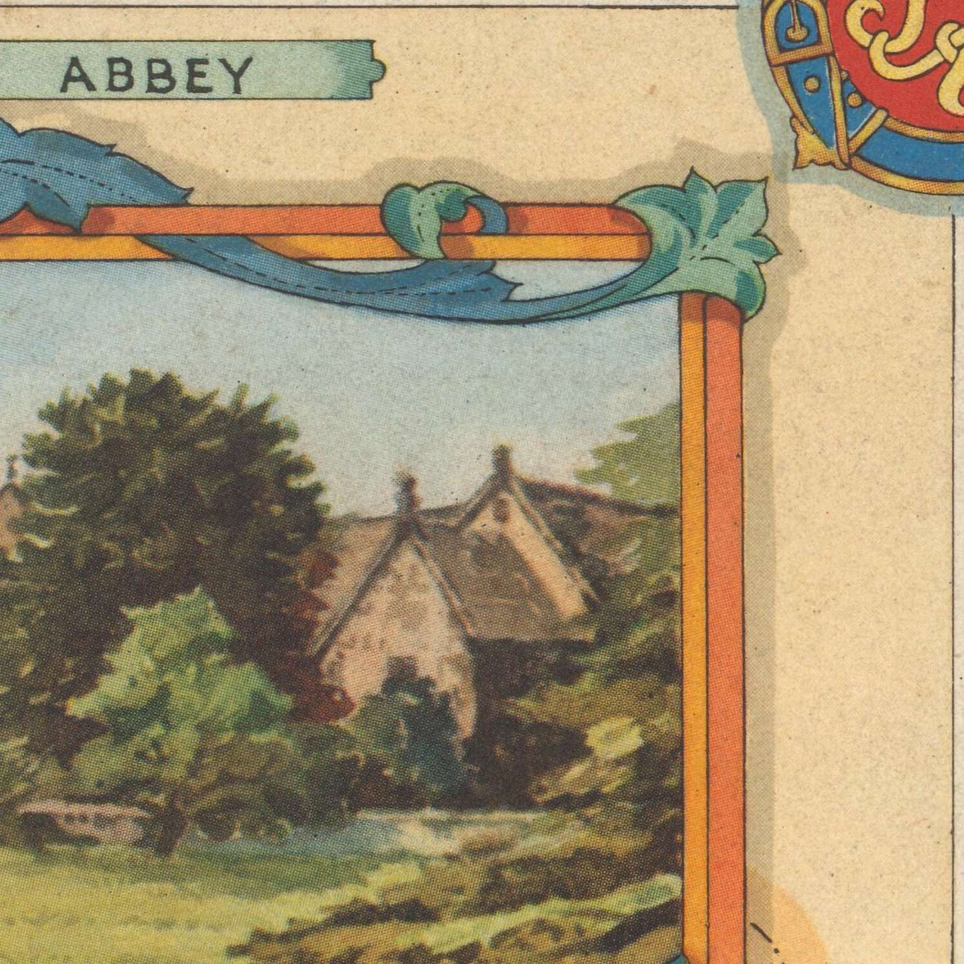 Mapa pictórico antiguo de Wiltshire realizado por Clegg en 1946: Swindon, Salisbury, Stonehenge, Abadía de Malmesbury, Abadía de Lacock