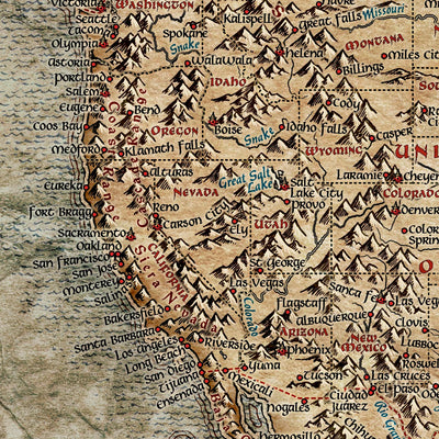 Carte du monde du Seigneur des Anneaux, 2022 : style fantastique, caractéristiques géographiques détaillées, look vintage