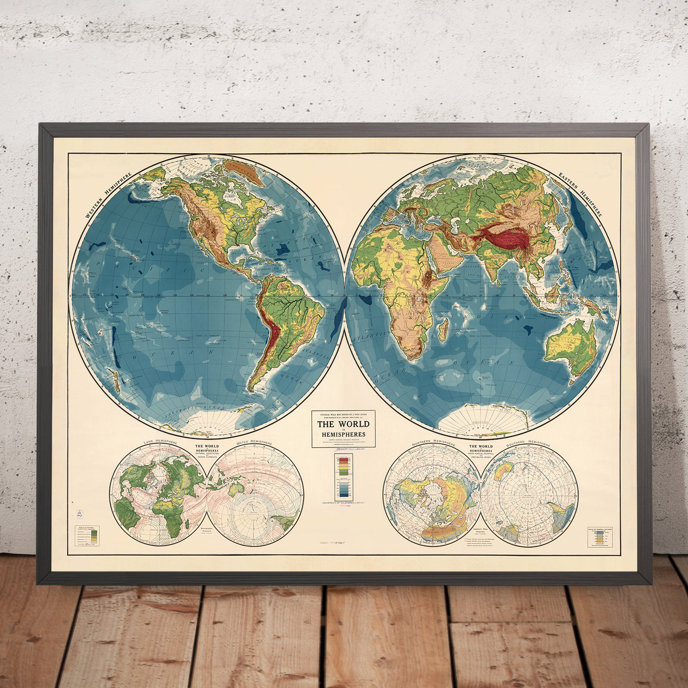 Atlas Earth Plot Old School Atlas World Map Rand McNally, 1917: Physical World Chart ...