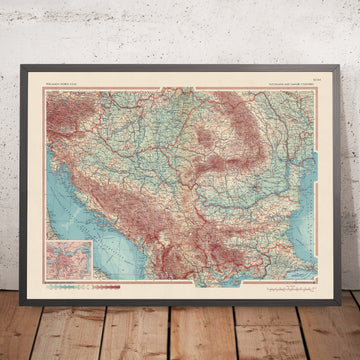Old Map of Yugoslavia and Danube Countries, 1967: Detailed Political and Physical Map, Inset of Belgrade