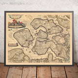 Mapa antiguo de Zelanda por Visscher, 1690: Terneuzen, Vlissingen, Bergen op Zoom, Goes, Middelburg