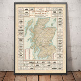 Old Map of Scottish Distilleries in 1902 by John Bartholomew - Whiskey, Spirits, Alcohol, Edinburgh, Glasgow