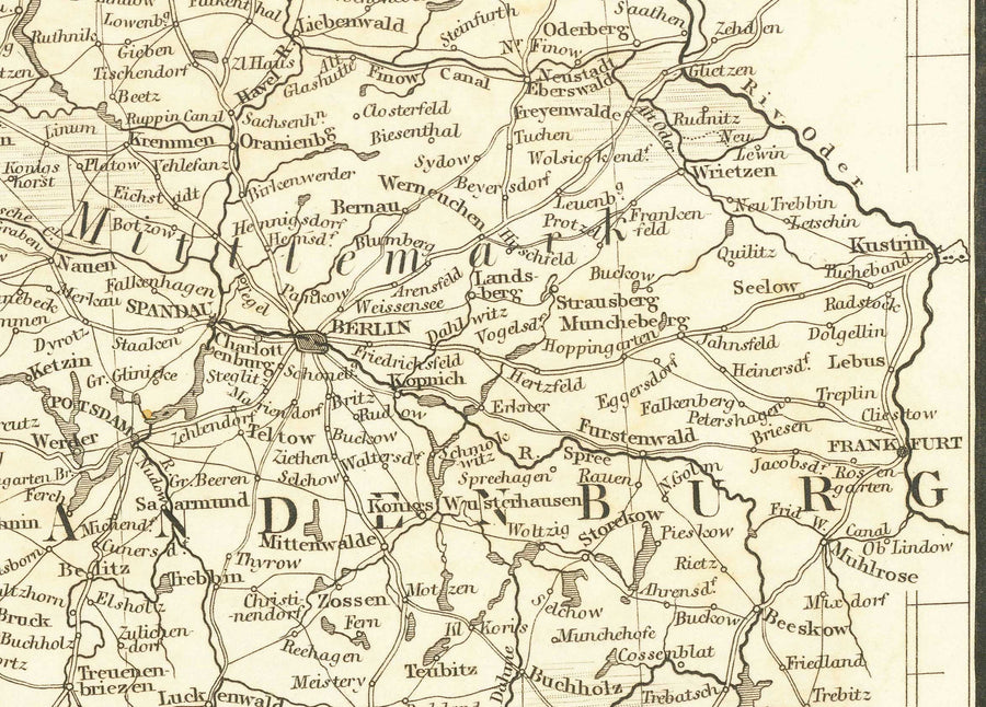 Mappa antica della Germania occidentale di John Arrowsmith nel 1862 - Berlino, Monaco, Stoccarda, Hannover, Norimberga, Francoforte 