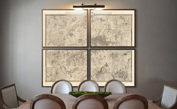 Alte Karte von London im Jahr 1746 - 4 Teile, gerahmt, ungerahmt - John Rocque Quadriptychon 