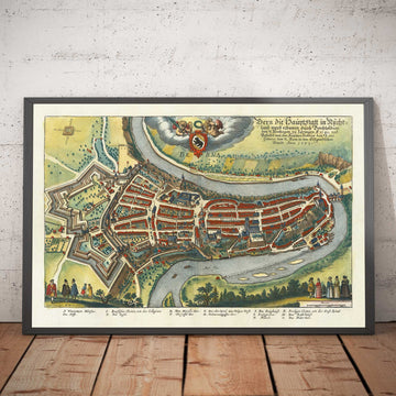 Vecchia mappa di Berna nel 1645 di Merian Matthaus - 300° anniversario della Confederazione svizzera 