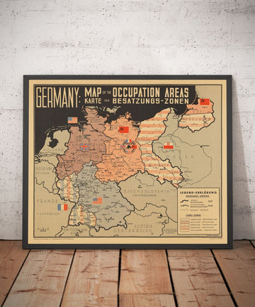 Mapa de Alemania de la posguerra de la Segunda Guerra Mundial - Este y Oeste de Alemania Gráfico de ocupación de la Conferencia de Potsdam 