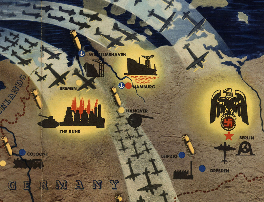 NavWarMap Nr. 3 - Alte Weltkrieg 2 Karte, 1944 - Westfront, Alliierte gegen Nazi - US Navy Bildungs- & Propagandakarte 