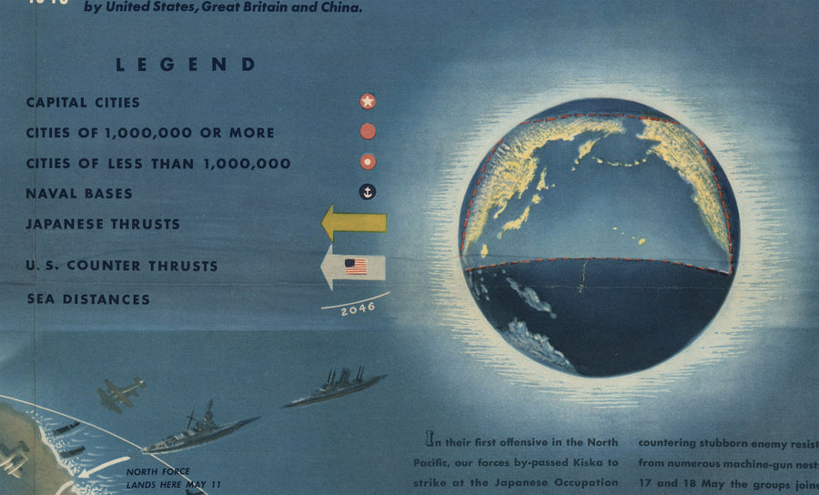 NavWarMap Nr. 4 - Alte Weltkrieg 2 Karte, 1944 - Pazifische Schlachten, Pearl Harbour, USA gegen Japan - US Navy Bildungs- & Propagandkarte 