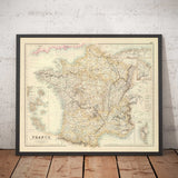 Old Map of France and its Foreign Possessions, 1872 by Archibald Fullarton - Algeria, French Guiana, Corsica, The Alps, Martinique