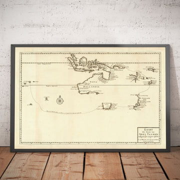 Antica mappa storica della Nuova Olanda nel 1726 di Francois Valentijn - Abel Tasman, Australia, Nuova Zelanda, Borneo, Nuova Guinea 