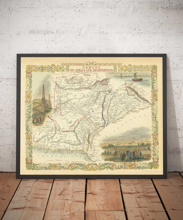 Mapa antiguo de Pakistán y Afganistán, 1851 por Tallis y Rapkin - Cabool, Punjab, Irán, Cachemira, Baluchistán, Mar Arábigo