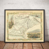 Old Map of Pakistan and Afghanistan, 1851 by Tallis and Rapkin - Cabool, Punjab, Iran, Kashmir, Balochistan, Arabian Sea