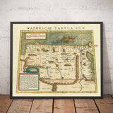 Ancienne carte historique de l'Afrique du Nord en 1545 par Sebastian Munster - Babylone, Le Caire, le Nil, Alexandrie, Égypte
