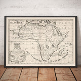 Antiguo mapa de África en 1700 por Edward Wells - Egipto, Islas Canarias, Negrolandia, Sahara, Madagascar, Guinea, Congo