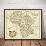 Seltene alte Karte von Afrika, 1747 von Emanuel Bowen - Vor-Kolonial, handkoloriert - Sklavenhandel, Negroland, Äthiopien, Barbarei, Nubien 