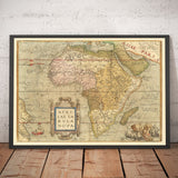Ancienne carte de l'Afrique par Abraham Ortelius, 1570 - Première carte du continent africain - Nubie, Zanzibar, Afrique centrale, Nil