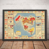 Mappa del mondo dell'Air Force del 1943 - Emblema, Insignia, Tabella dei Roundel - Storia degli aerei e dell'aviazione 