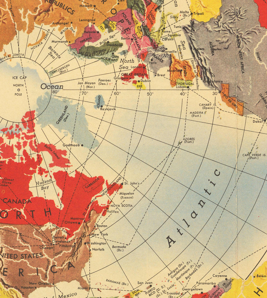 Alter Luftwaffen-Weltkarte, 1943 - Emblem, Insignien, Rundelschema - Flugzeuge und Luftfahrtgeschichte 