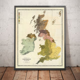 Mappa Antica della Gran Bretagna, 1856 - Galles, Erse, Irlanda Gaelica, Pitti, Tribù Celtiche dell'Età del Ferro, Siluri 