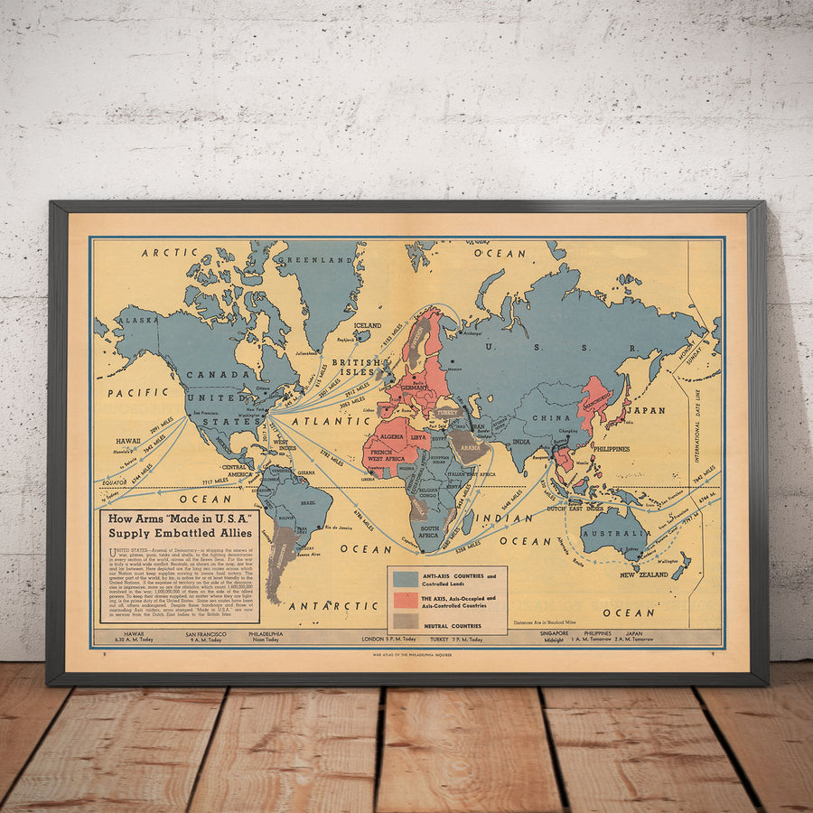 Armes alliées "Made in USA", 1942 - Ancienne carte de propagande de la Seconde Guerre mondiale