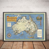 Old Map of Australia, 1942 by Max Gill - World War 2 Map of Natural & Industrial Resources